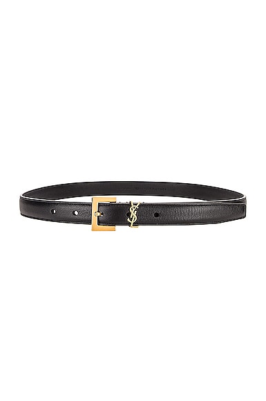 Saint Laurent Logo Leather Belt in Black