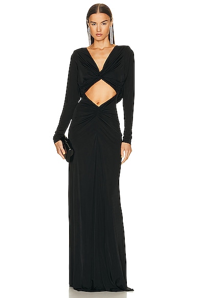 Jersey Cut Out Gown in Black
