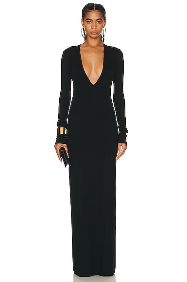 Plunge Long Sleeve Gown