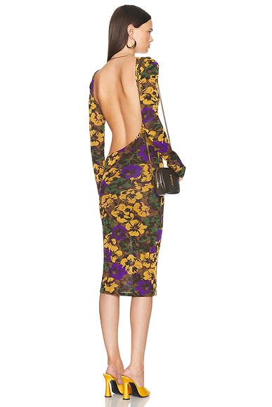 Shop Saint Laurent Floral Dress In Noir Multicolor