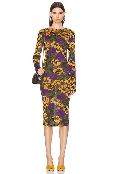 Shop Saint Laurent Floral Dress In Noir Multicolor