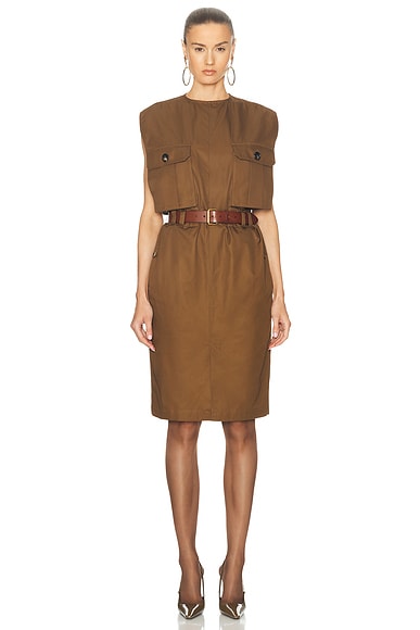 Saint Laurent Utility Midi Dress in Ecorce