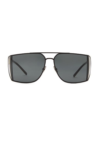 Loewe Rectangular Sunglasses in Black & Blue Mirror | FWRD