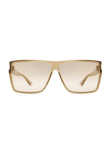 Saint Laurent Square Sunglasses in Yellow & Brown