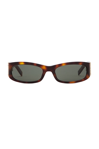 Saint Laurent Rectangular Sunglasses in Havana & Grey