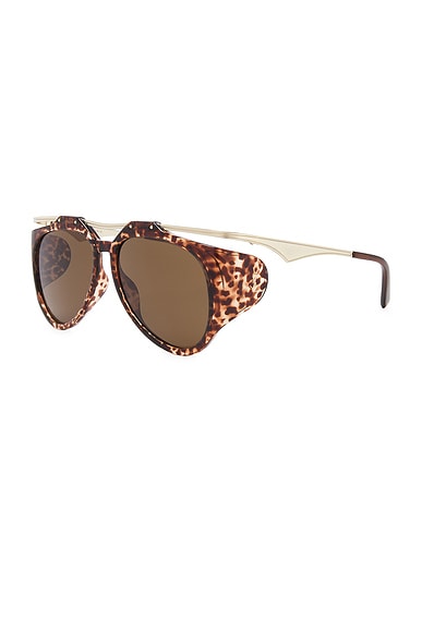 Shop Saint Laurent Sl M137 Amelia Sunglasses In Havana & Gold