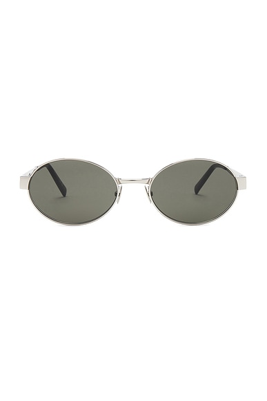 Saint Laurent Round Sunglasses in Silver & Grey