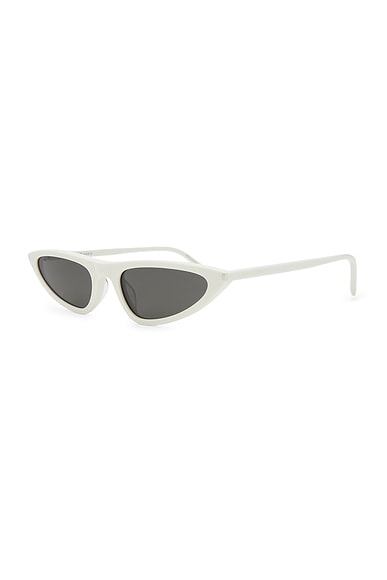 Shop Saint Laurent Skinny Sunglasses In White & Grey