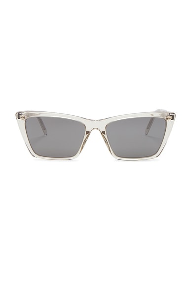 Saint Laurent Thin Mica Sunglasses in Beige & Silver