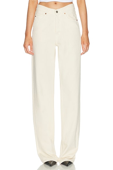 Saint Laurent V Waist Wide Leg in French Vanilla