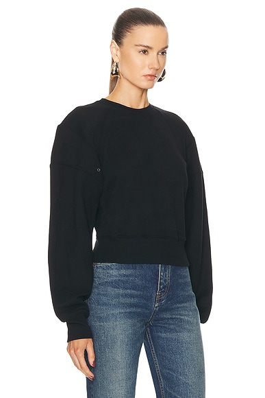 Shop Saint Laurent Cropped Sweater In Noir