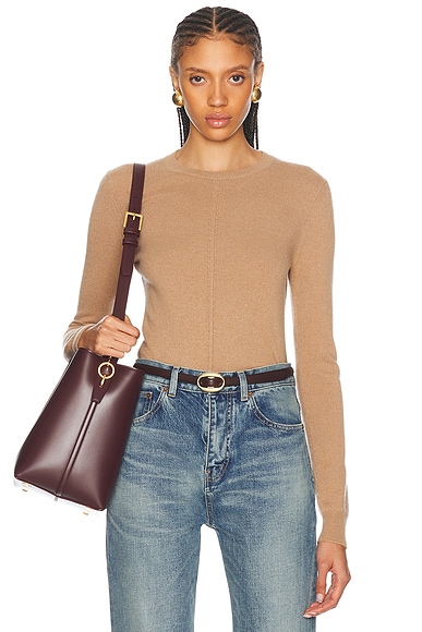 Saint Laurent Small Le 5 A 7 Supple Shoulder Bag in Seasalt
