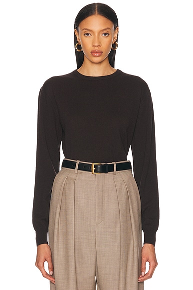 Lemaire Fitted Sweater in Dark Acajou Melange | FWRD