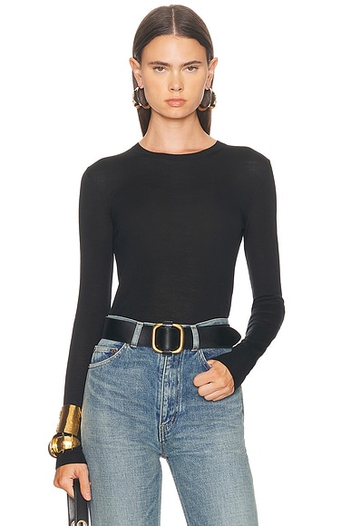Saint Laurent Long Sleeve Sweater in Noir