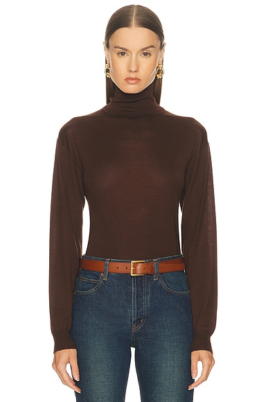 Saint Laurent Turtleneck Sweater in Chocolat