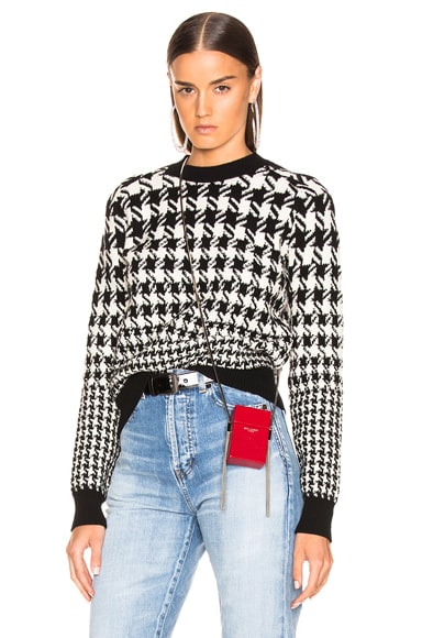 Mixed Houndstooth Jacquard Sweater