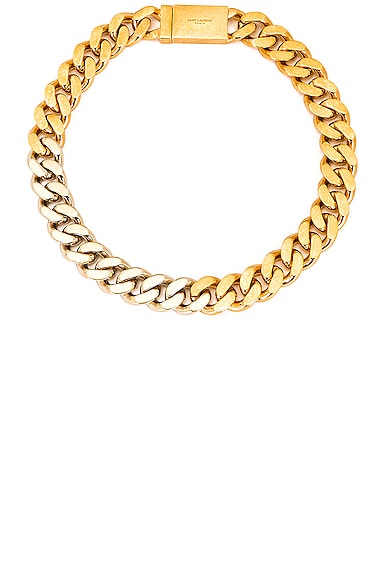 Saint Laurent Thick Curb Chain Necklace in Metallic Gold