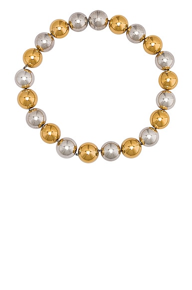 Saint Laurent Multi Ball Necklace in Metallic Gold