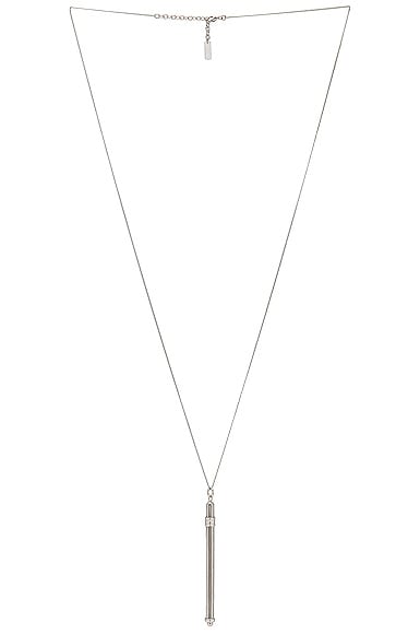 Saint Laurent Cocktail Stirrer Long Necklace in Metallic Silver