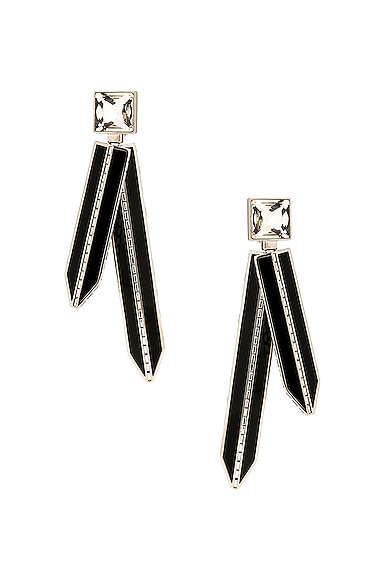 Saint Laurent Pear Rhinestone Earrings in Black