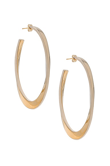 Saint Laurent Twist Large Hoop Earrings In Gold