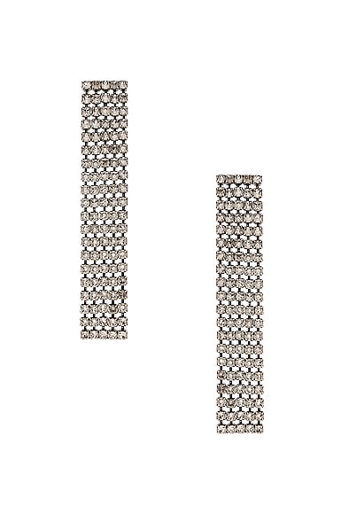 Saint Laurent Silver-tone Crystal Clip Earrings