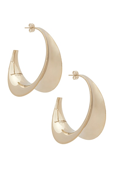 Shop Saint Laurent Hoop Earrings In Pale Gold