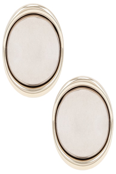 Saint Laurent Oval Earrings in Or Pale & Argent Oxy