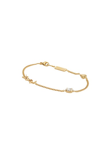 Saint Laurent Monogram Bracelet in Or Laiton