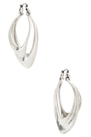 Saint Laurent Double Hoop Earrings in Argent Oxyde
