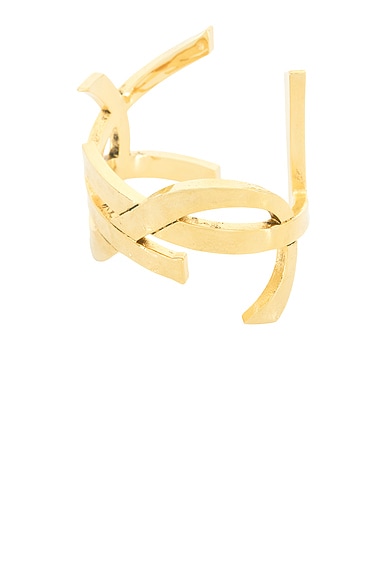 Saint Laurent Cassandre Cuff in Or 3n Patine
