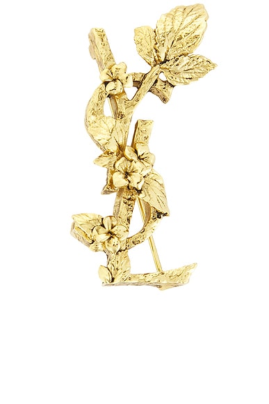 Saint Laurent YSL Hydrangea Brooch in Or 1n Patine