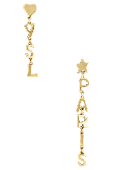 Saint Laurent YSL Paris Pendant Earrings in Or 1n Patine