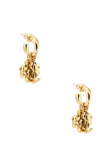 Saint Laurent YSL & Lucky Charm Hoop Earrings in Or 1n Patine