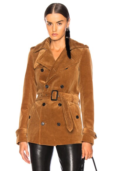 Corduroy Short Trench Coat