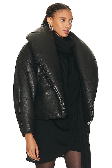 Shop Saint Laurent Leather Coat In Noir