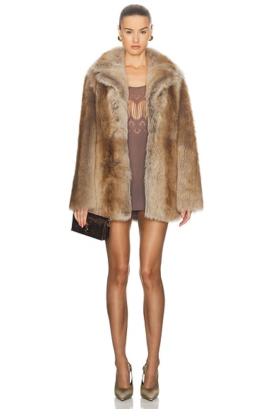 NILI LOTAN Leonce Shearling Coat in Light Grey FWRD