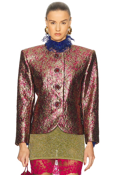 Saint Laurent Lady Jacket in Rose Fonce & Rose Pale