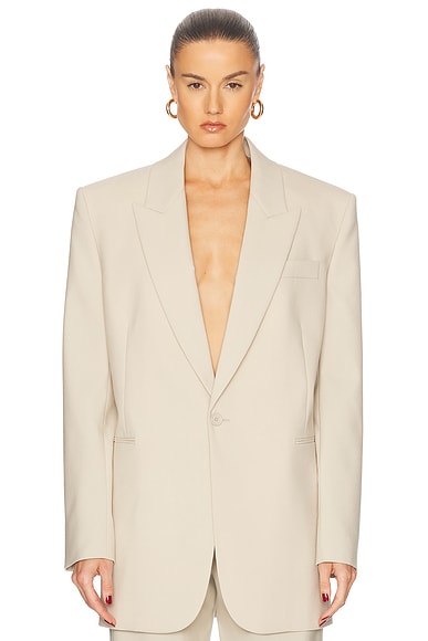 Saint Laurent Tailored Blazer in Beige