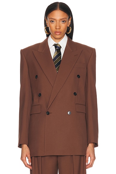 Bottega Veneta Sartorial Grain De Poudre Blazer in Burgundy