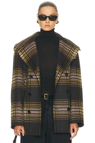 Saint Laurent Coat in Noir Jaune Vert