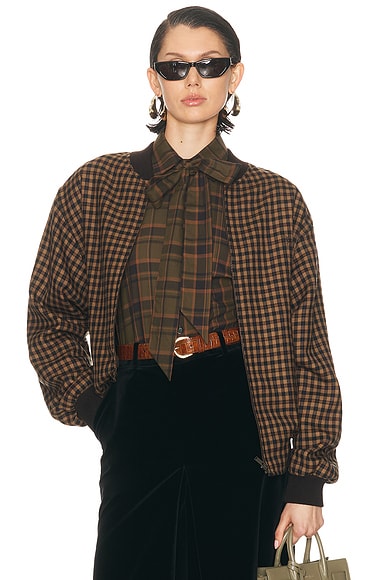 Saint Laurent Bomber Jacket in Beige Noir Multicolore