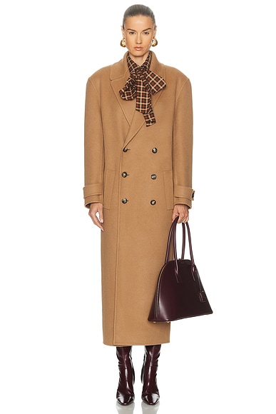 Saint Laurent Long Coat in Camel