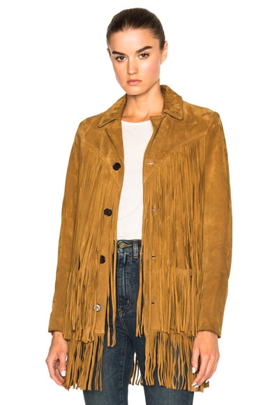 Saint laurent fringe jacket deals