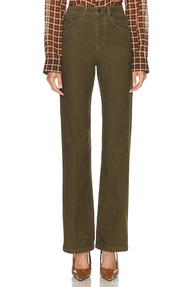 Saint Laurent Corduroy Wide Leg Pant in Hunting Kaki