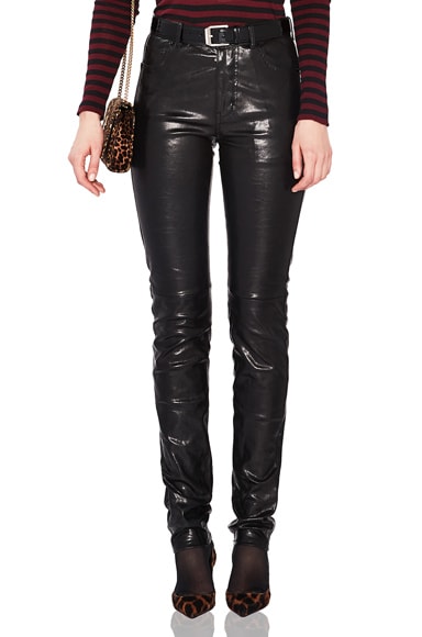 Mid Rise Leather Pants