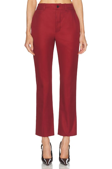 Saint Laurent Bootcut Pant in Rouge Fonce