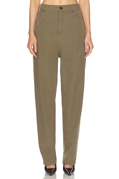 Saint Laurent Straight Leg Trouser in Authentic Kaki