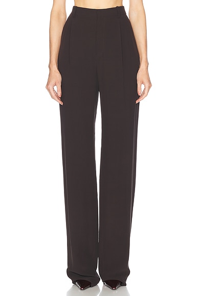 Saint Laurent Straight Leg Trouser in Chocolate