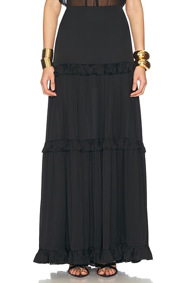 Saint Laurent Charmeuse Maxi Skirt in Noir